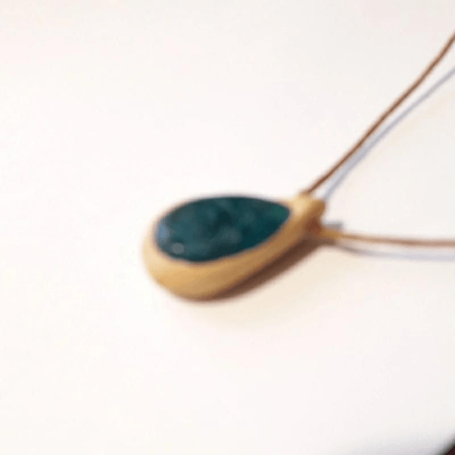 Blue Apatite Necklace with hand carved Palo Santo wood