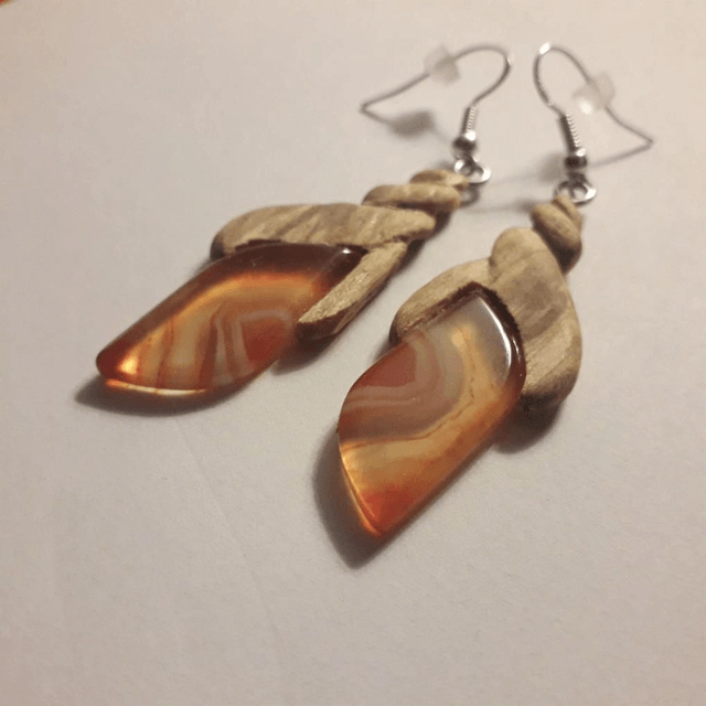 Carnelian Agate and Palo Santo Aromatherapy Earrings