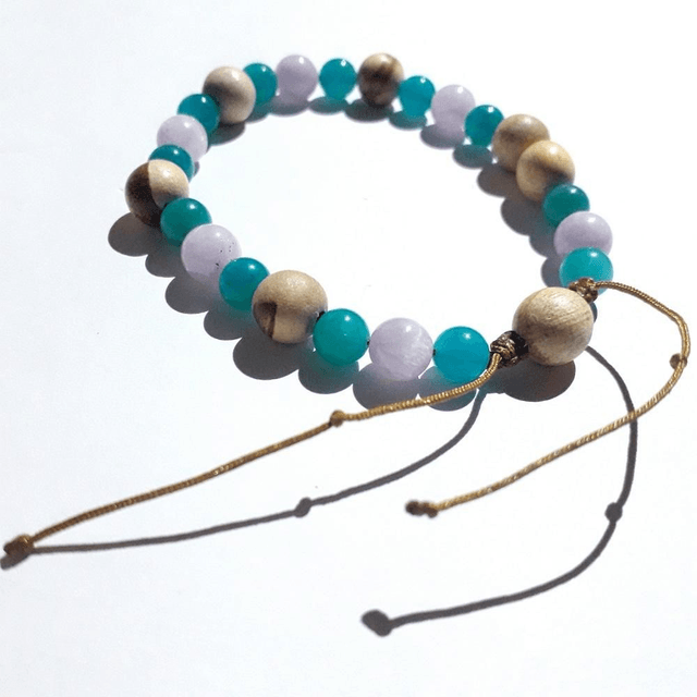 Kunzite AA, Amazonite AA & Palo Santo Macrame Bracelet 