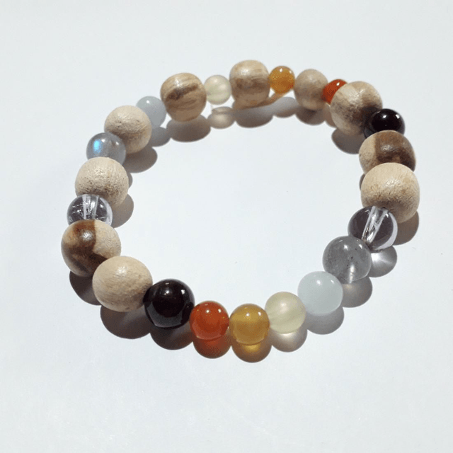 Seven Chakras Bracelet with Palo Santo & Various Mineral Beads