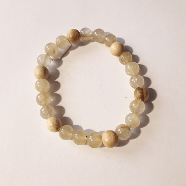 Golden Rutilated Quartz Palo Santo Bracelet 