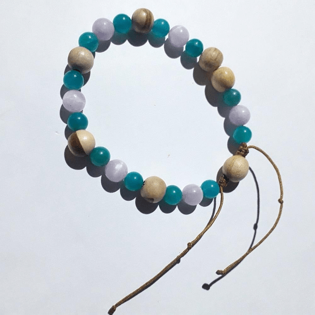 Kunzite AA, Amazonite AA & Palo Santo Macrame Bracelet 