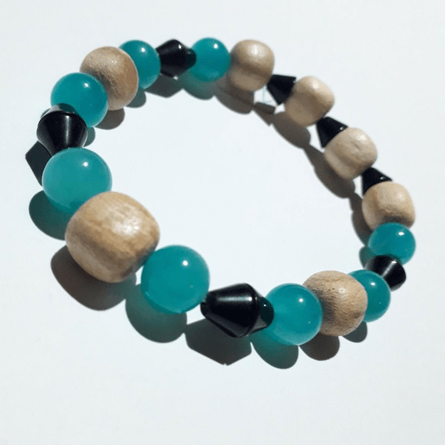 Amazonite, Obsidian & Palo Santo Bracelet 