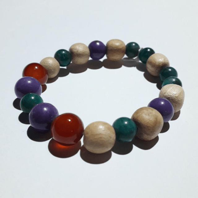 Phosphorsiderite - Carnelian - Amazonite Palo Santo Bracelet