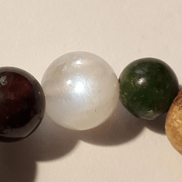 Chrome Diopside, Moonstone, Garnet, Coral & Palo Santo Bracelet 