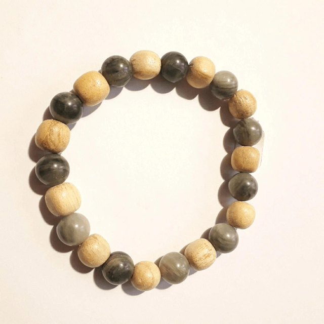 Serpentine Quartz & Palo Santo Bracelet 