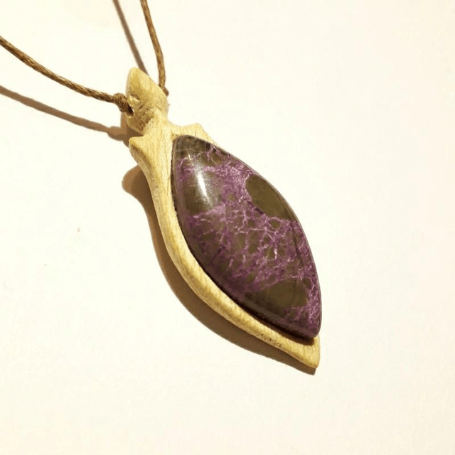 Tasmanian Stichtite with Hand Carved Palo Santo Wood 