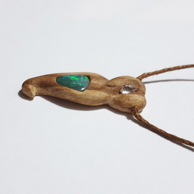 Lightning Ridge Opal Doublette Palo Santo Necklace
