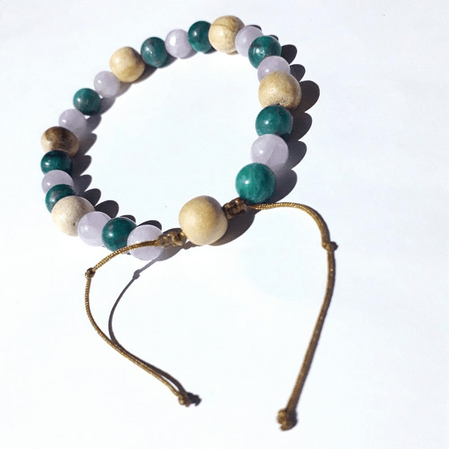 Kunzite AA , Amazonite & Palo Santo Macrame Bracelet