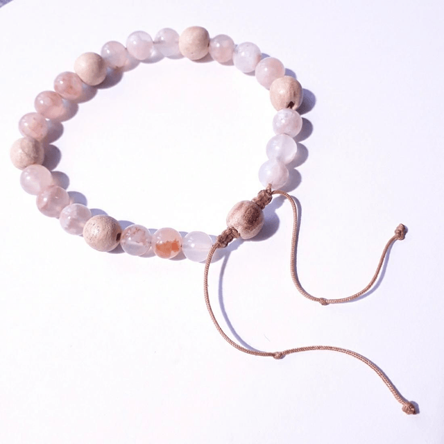 Flower Agate and Palo Santo Aromatherapy Bracelet 