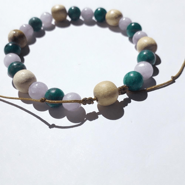 Kunzite AA , Amazonite & Palo Santo Macrame Bracelet