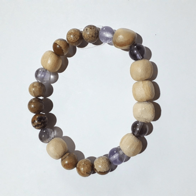 Amethyst & Landscape Jasper Palo Santo Bracelet 