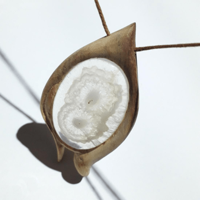 Solar Quartz Necklace With Hand Carved Palo Santo Wood  (1)