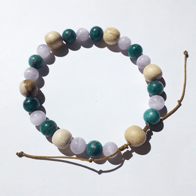Kunzite AA , Amazonite & Palo Santo Macrame Bracelet
