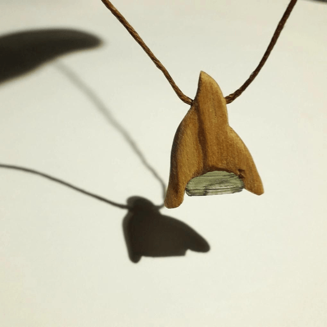 Moldavite Necklace with Hand Carved Palo Santo Wood 
