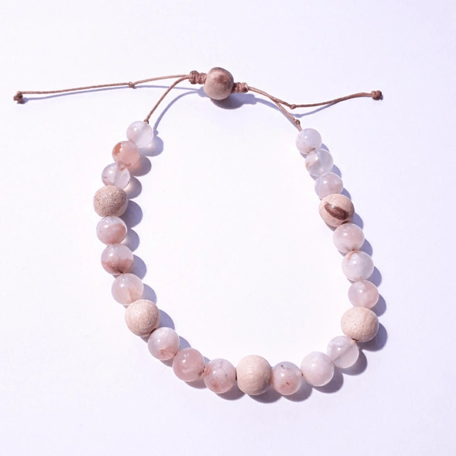 Flower Agate and Palo Santo Aromatherapy Bracelet 