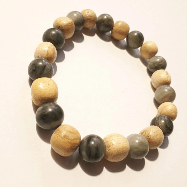 Serpentine Quartz & Palo Santo Bracelet 