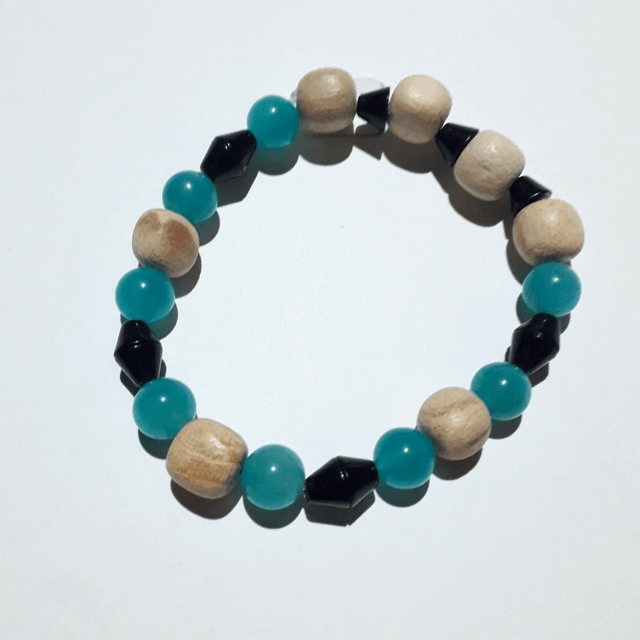 Amazonite, Obsidian & Palo Santo Bracelet 