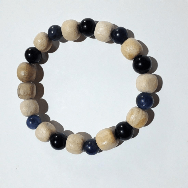 Sodalite and Black Obsidian Palo Santo Bracelet 