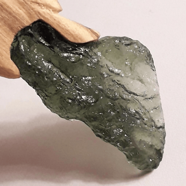 Chlum Moldavite Necklace with Hand Carved Palo Santo Wood 