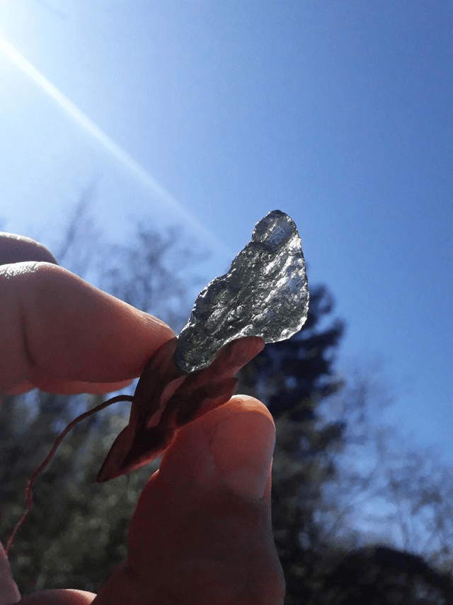 Chlum Moldavite Necklace with Hand Carved Palo Santo Wood 
