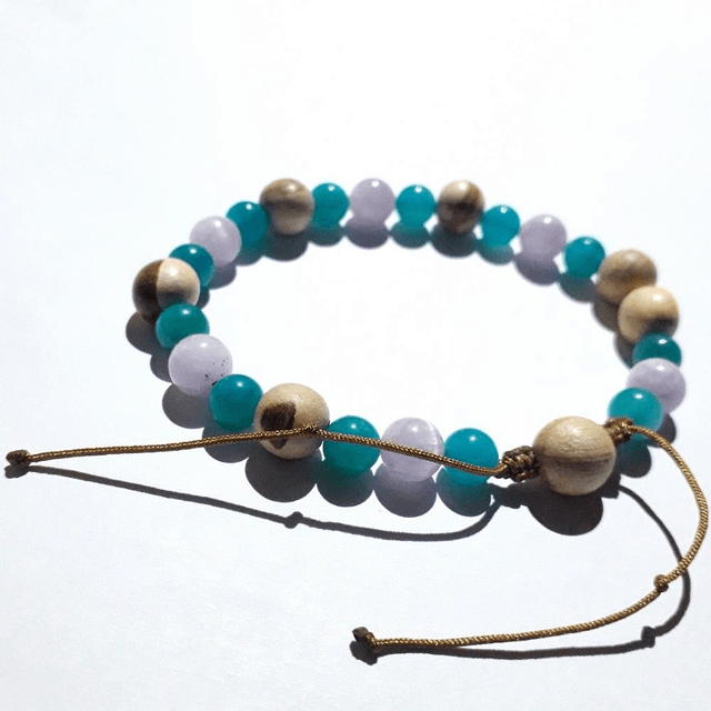 Kunzite AA, Amazonite AA & Palo Santo Macrame Bracelet 
