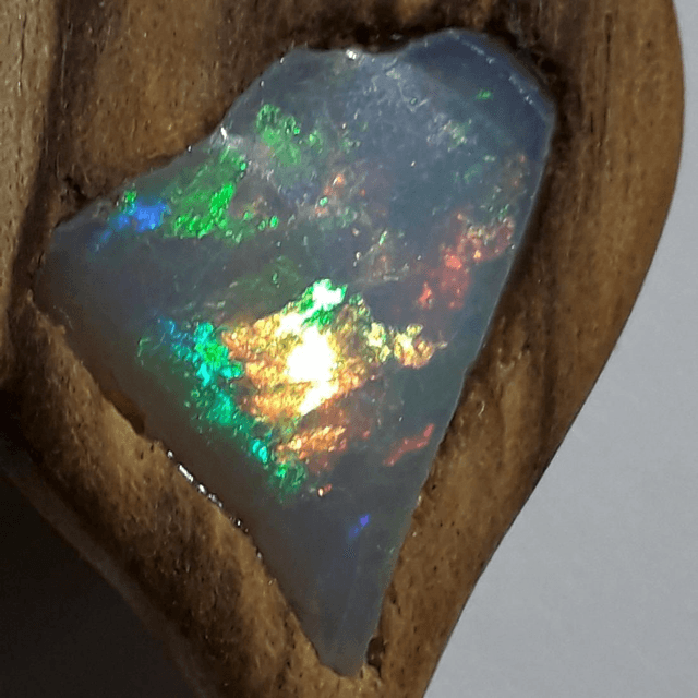 Rough Ethiopian Noble Opal Necklace With Hand Carved Palo Santo Wood 