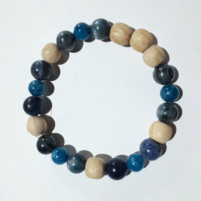 Kyanite-Apatite-Sodalite Palo Santo Bracelet 