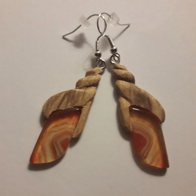 Carnelian Agate and Palo Santo Aromatherapy Earrings