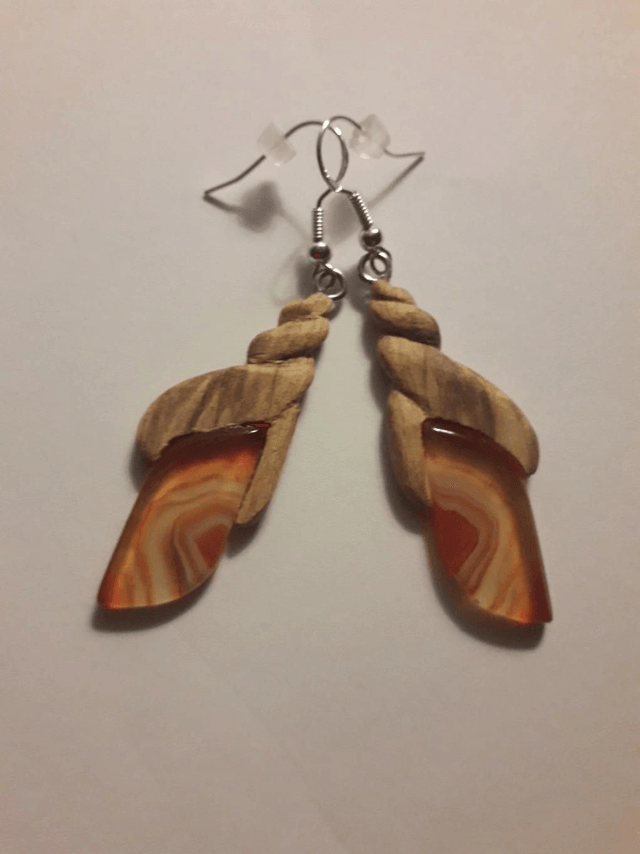Carnelian Agate and Palo Santo Aromatherapy Earrings