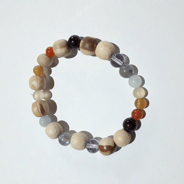 Seven Chakras Bracelet with Palo Santo & Various Mineral Beads
