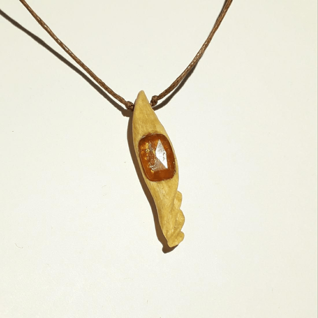 Orange Kyanite Palo Santo Necklace