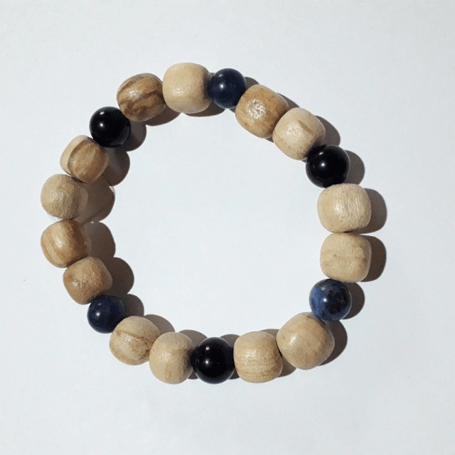 Sodalite and Black Obsidian Palo Santo Bracelet 