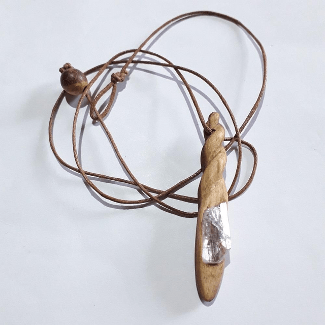 Danburite Necklace with hand carved Palo Santo wood  
