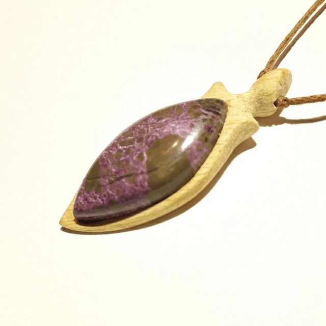 Tasmanian Stichtite with Hand Carved Palo Santo Wood 