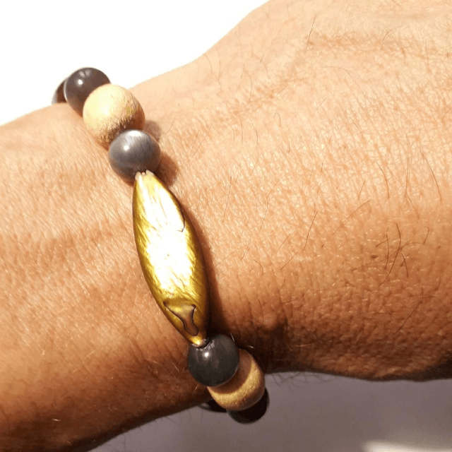 Black Moonstone, Seaschell & Palo Santo Bracelet 