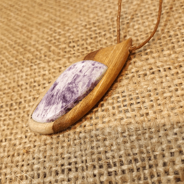 Kammemerite Necklace with Hand Carved Palo Santo Wood