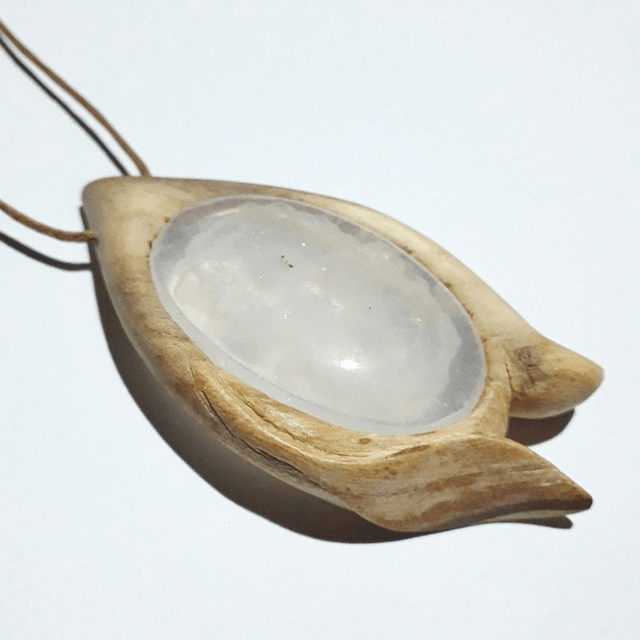 Solar Quartz Necklace With Hand Carved Palo Santo Wood  (1)
