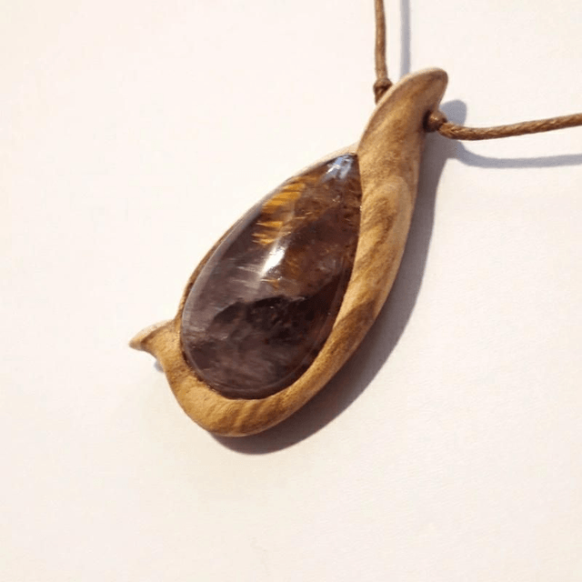 Super Seven Necklace With Hand Carved Palo Santo Wood  (1)