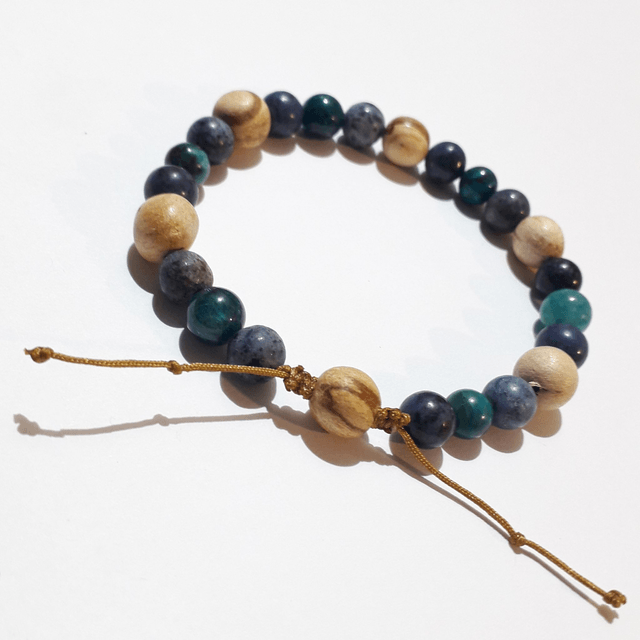 Sodalite & Apatite & Chrysocolla Palo Santo Bracelet 