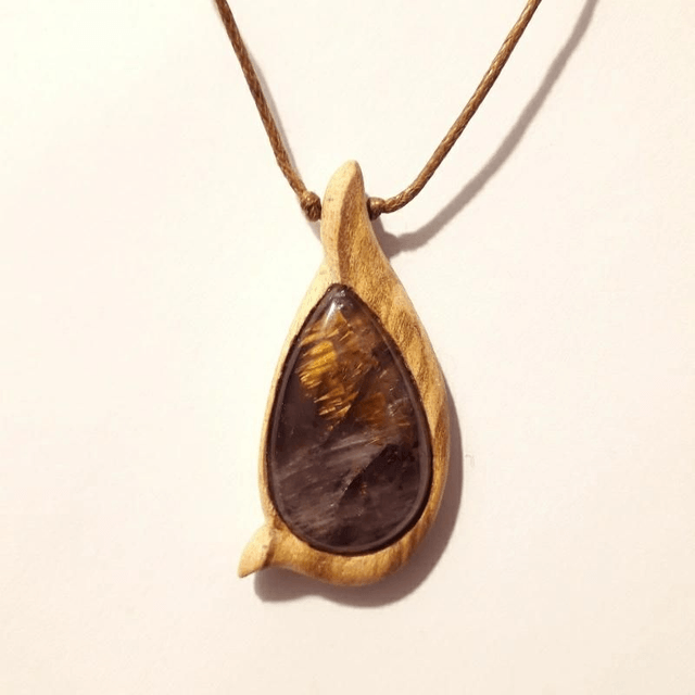 Super Seven Necklace With Hand Carved Palo Santo Wood  (1)