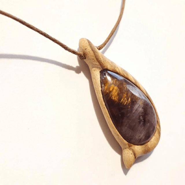 Super Seven Necklace With Hand Carved Palo Santo Wood  (1)