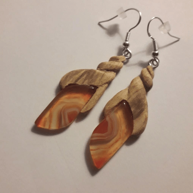 Carnelian Agate and Palo Santo Aromatherapy Earrings