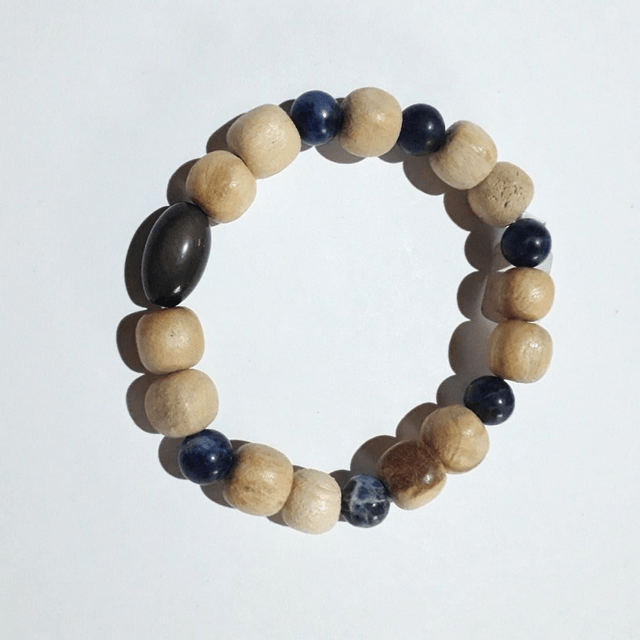 Sodalite, Rainbow Obsidian and Palo Santo Bracelet 