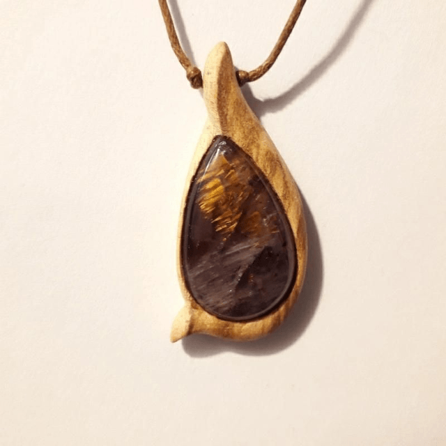 Super Seven Necklace With Hand Carved Palo Santo Wood  (1)