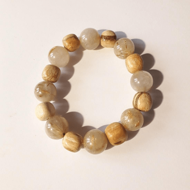Golden Rutilated Quartz Palo Santo Bracelet