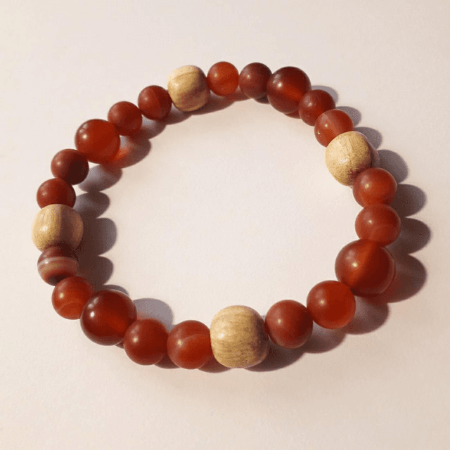 Carnelian Matte &amp; Palo Santo Bracelet 
