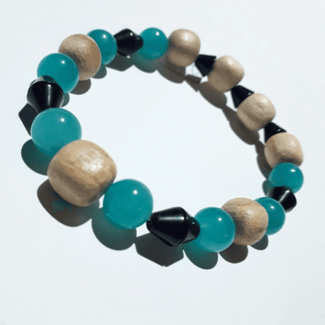 Amazonite, Obsidian &amp; Palo Santo Bracelet 