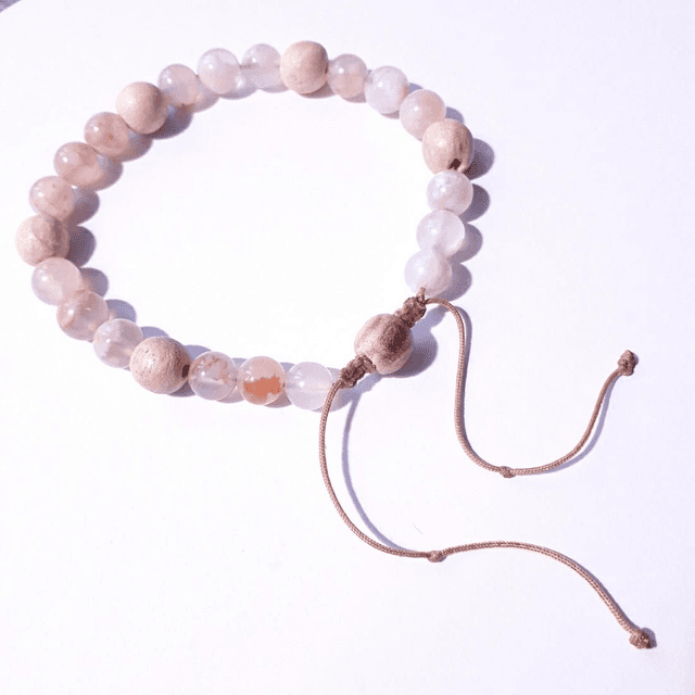 Flower Agate and Palo Santo Aromatherapy Bracelet 