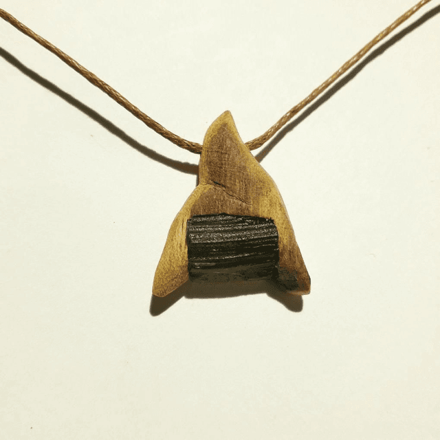 Moldavite Necklace with Hand Carved Palo Santo Wood 